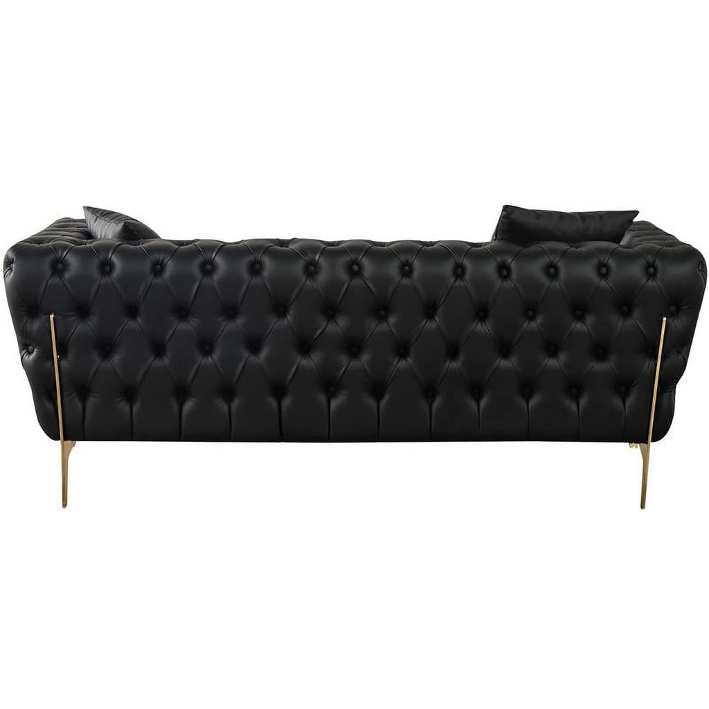Black Vegan Leather Loveseat T44174