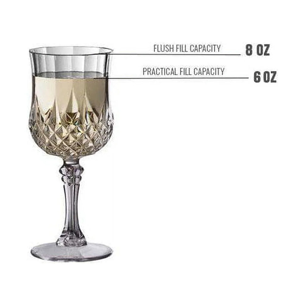 8 oz Crystal Cut Plastic Wine Glasses 48ct D343786