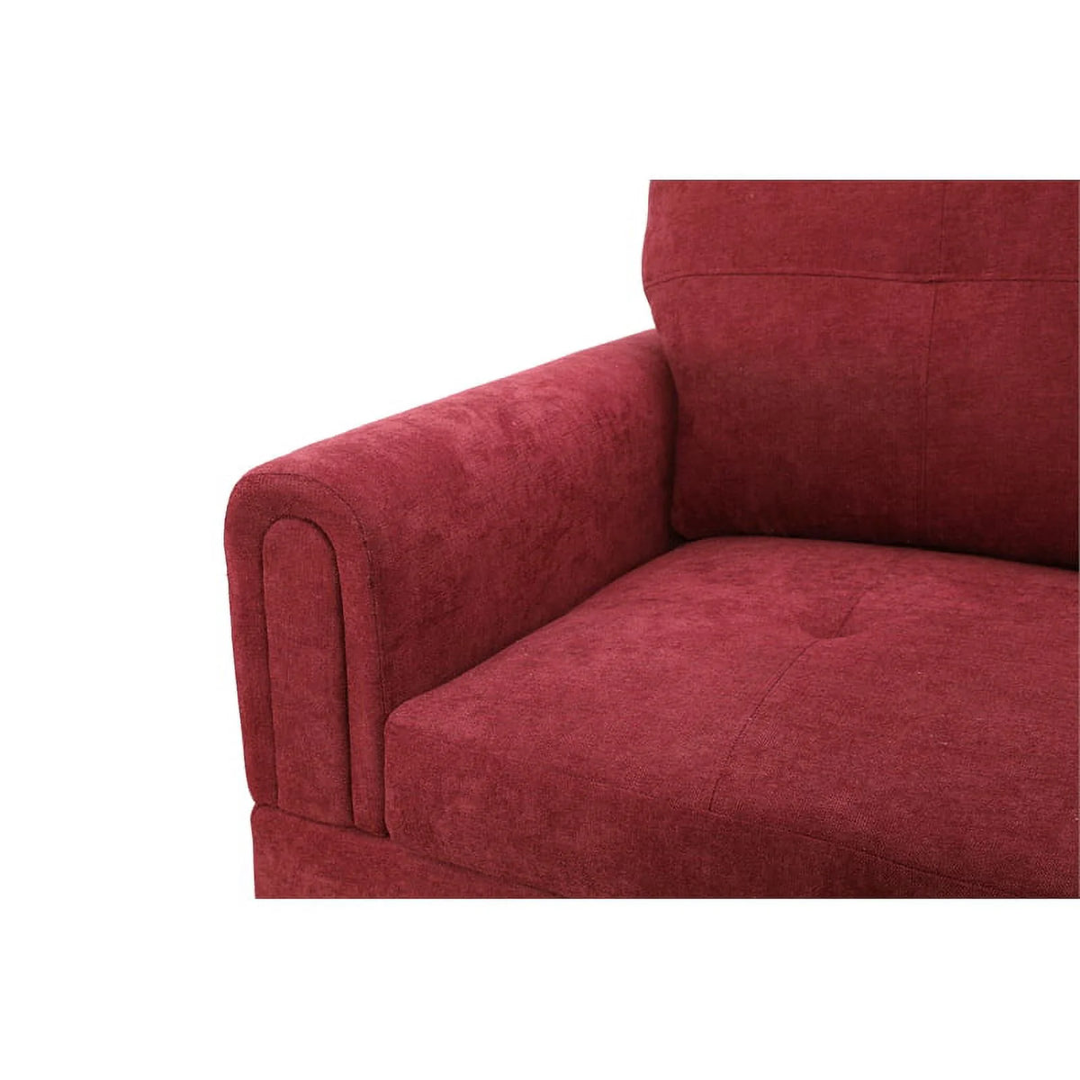 Red 3PC Flannelette Sectional Sofa with Ottoman V9985
