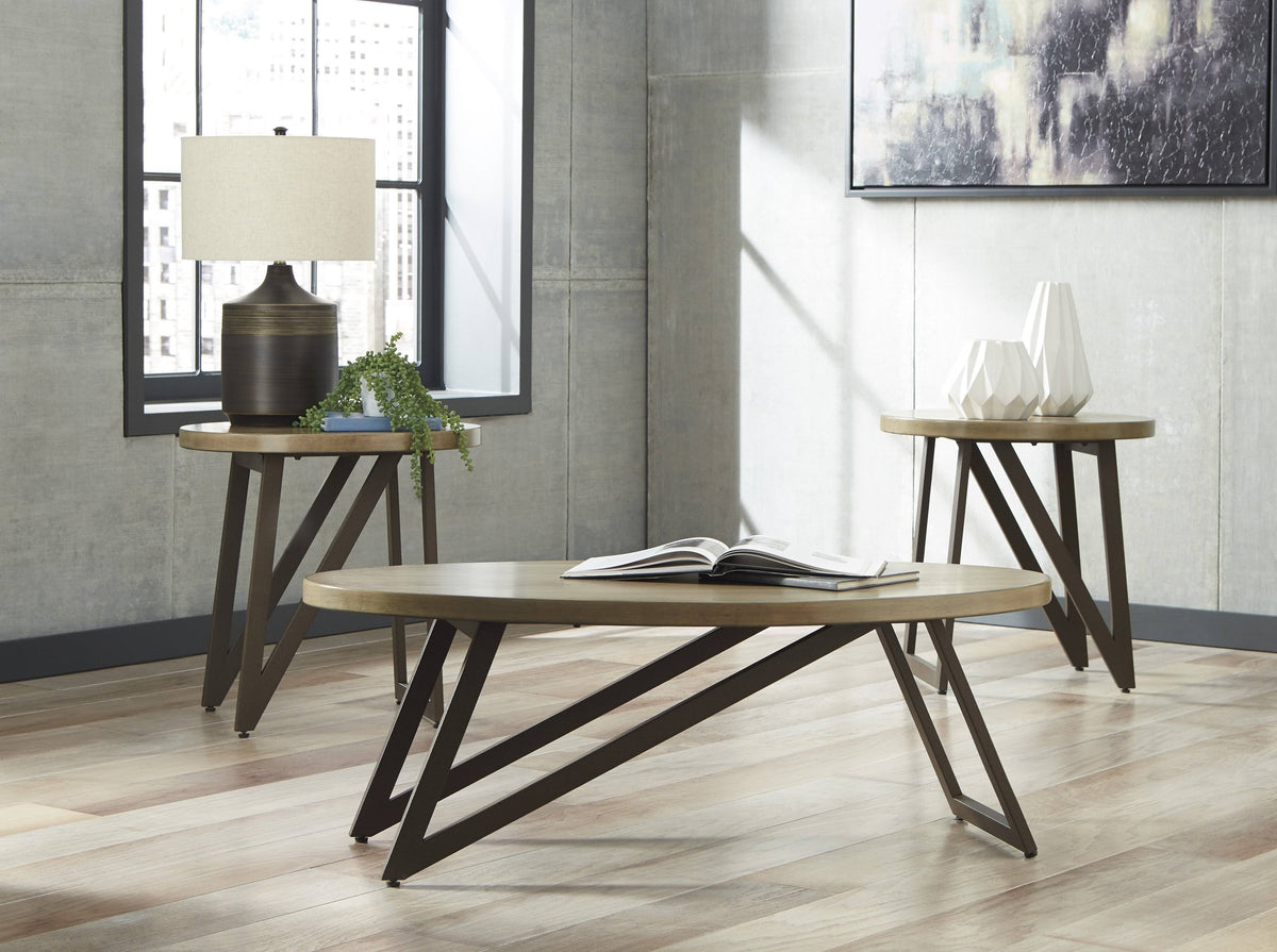 Brown/Black 3 PC Occasional Table Set D763592