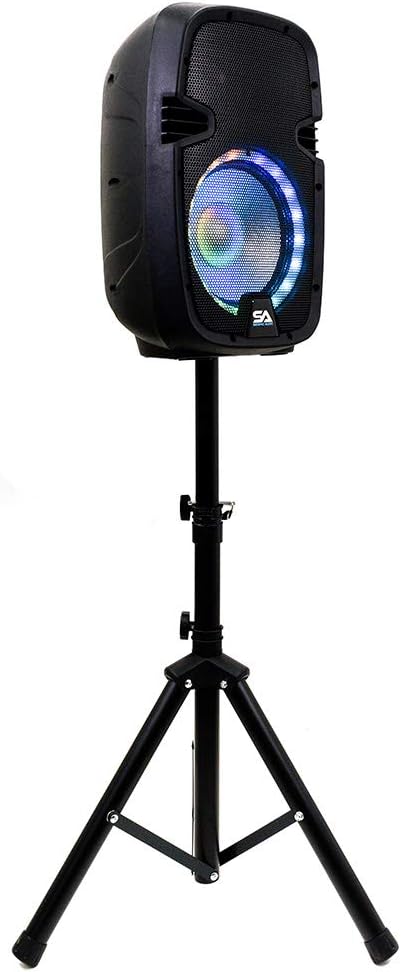 Active 10 Inch DJ Karaoke Party Speaker with Stand, Bluetooth, LED Lights, Microphone, Cable and Remote X67352