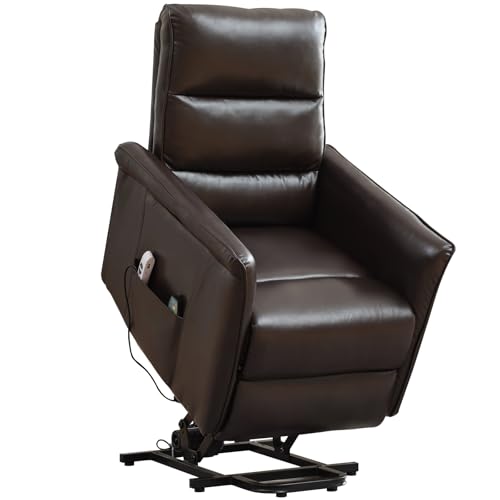 Beige Power Lift Recliner with Vibration and Lumbar Heat Y498320