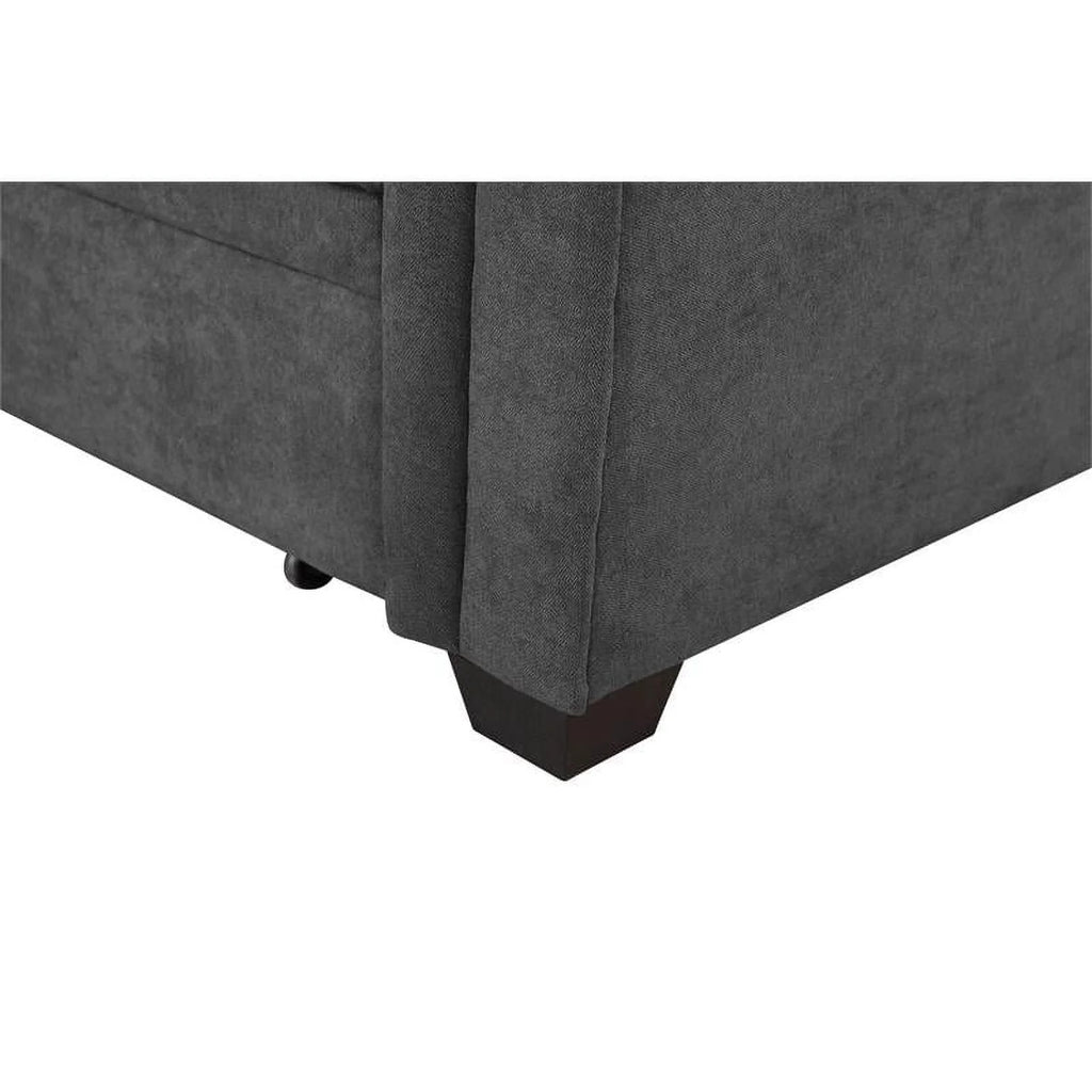 Gray Woven Fabric Sectional Sleeper Sofa with Storage and USB Charger U733711