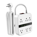 6 Outlets 4 USB Ports Surge Protector Power Strip with 6.6ft White Flat Extension Cord R5008