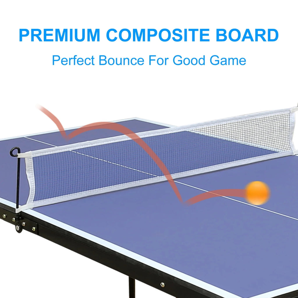 Foldable Ping Pong Table Set with Net, 2 Paddles and 3 Balls, Blue C63602