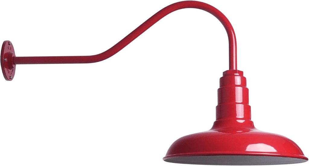 Gooseneck Barn Light with Steel Dome, 16 Gooseneck, White E63584