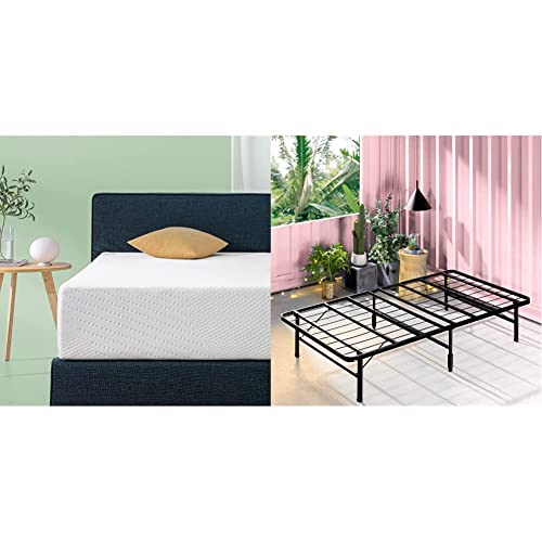 Twin Cooling Foam Mattress and Metal Mattress Foundation Set U232759