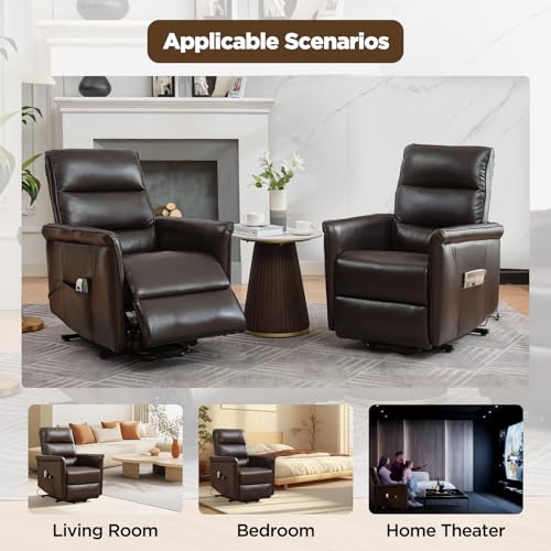 Beige Power Lift Recliner with Vibration and Lumbar Heat Y498320