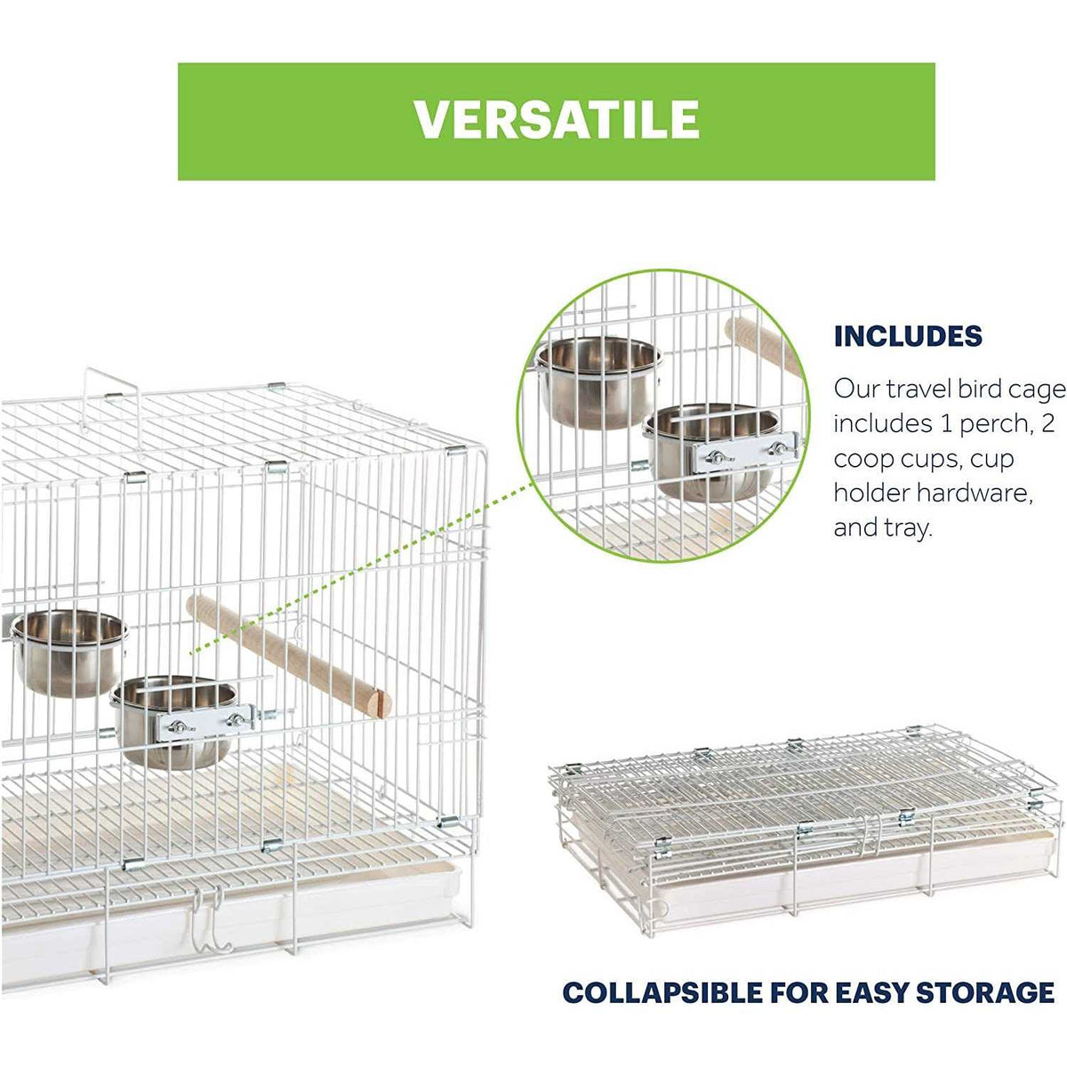 White Travel Bird Cage F725