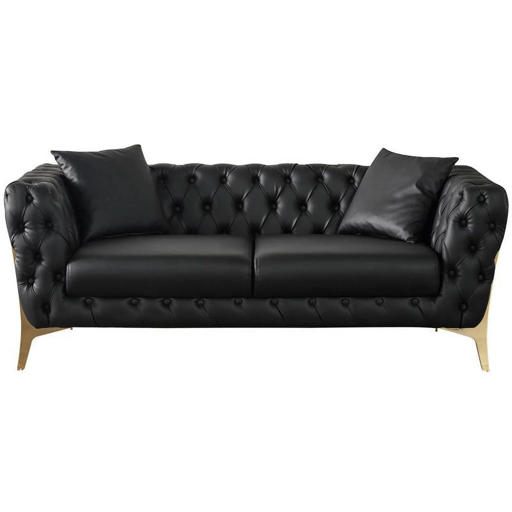 Black Vegan Leather Loveseat T44174