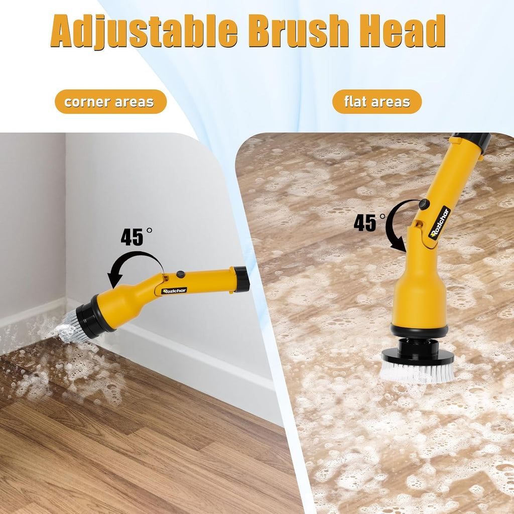 Cordless Power Spin Scrubber with Adjustable Extension Arm and 8 Replaceable Cleaning Heads U19235