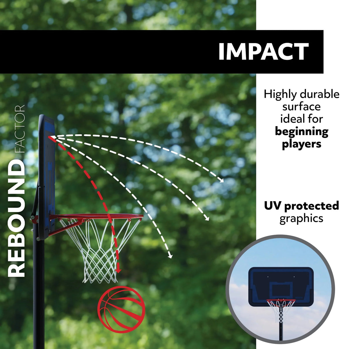 Adjustable Portable Basketball Hoop 44 inch HDPE Plastic H8876