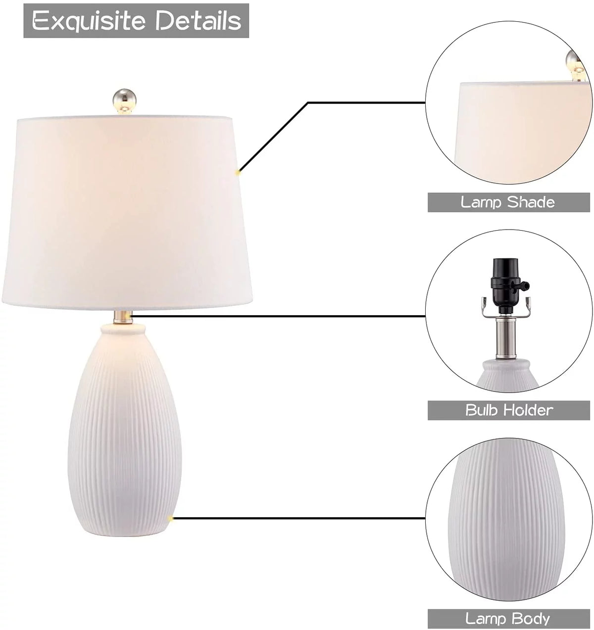 Table Lamps Set of 2 White Ceramic R27070