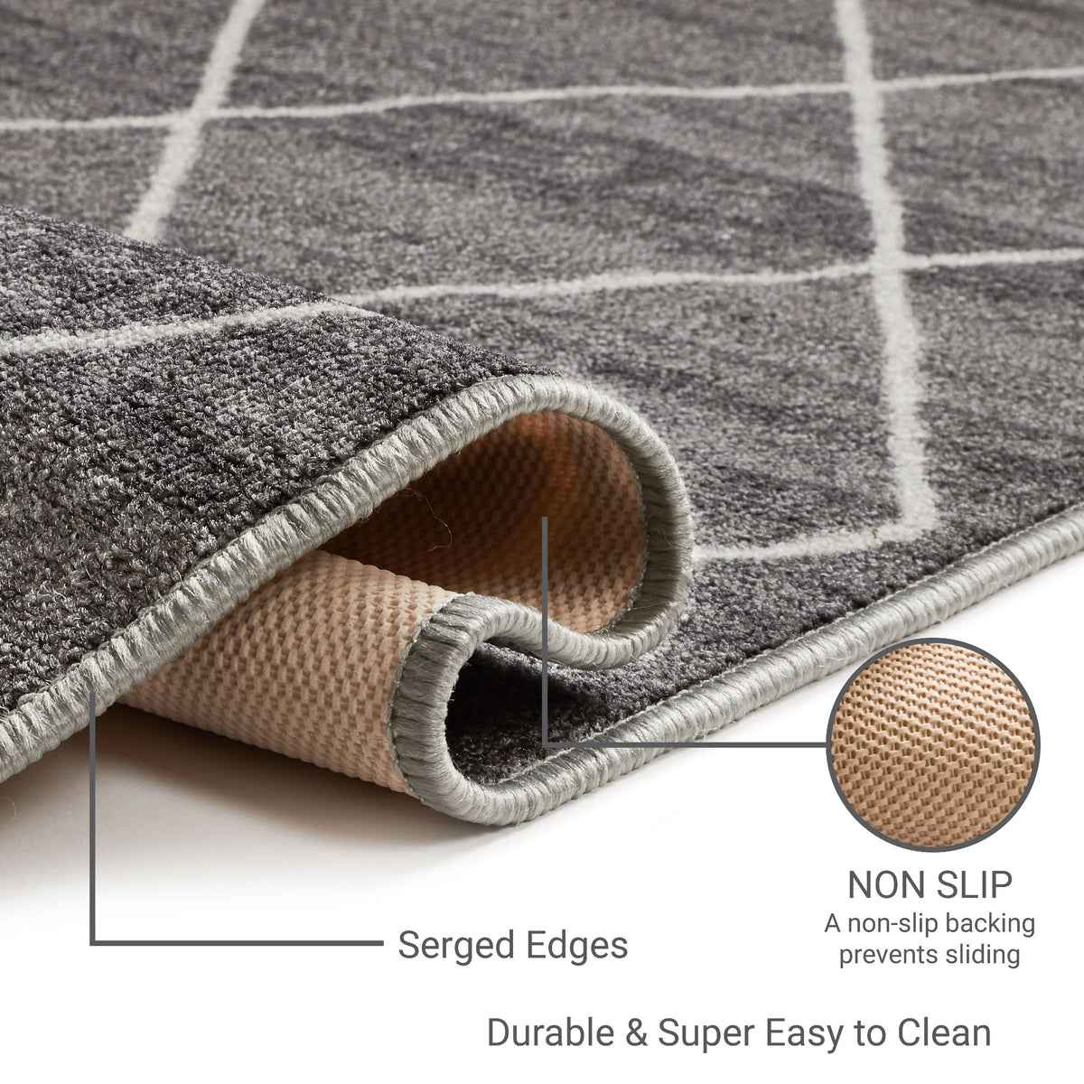 Grey Diamond Lattice Print Indoor Outdoor Area Rug N42337