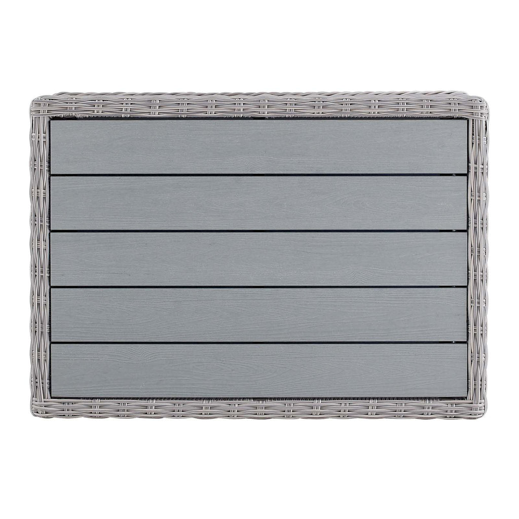 45" Light Gray Wicker Rattan Outdoor Coffee Table R8962