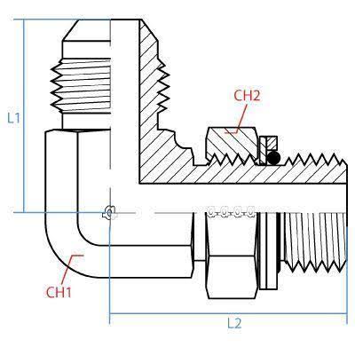 90-Degree Adapter, Male 0.75 JIC x Male 0.5 BSPP, Stainless Steel X74840