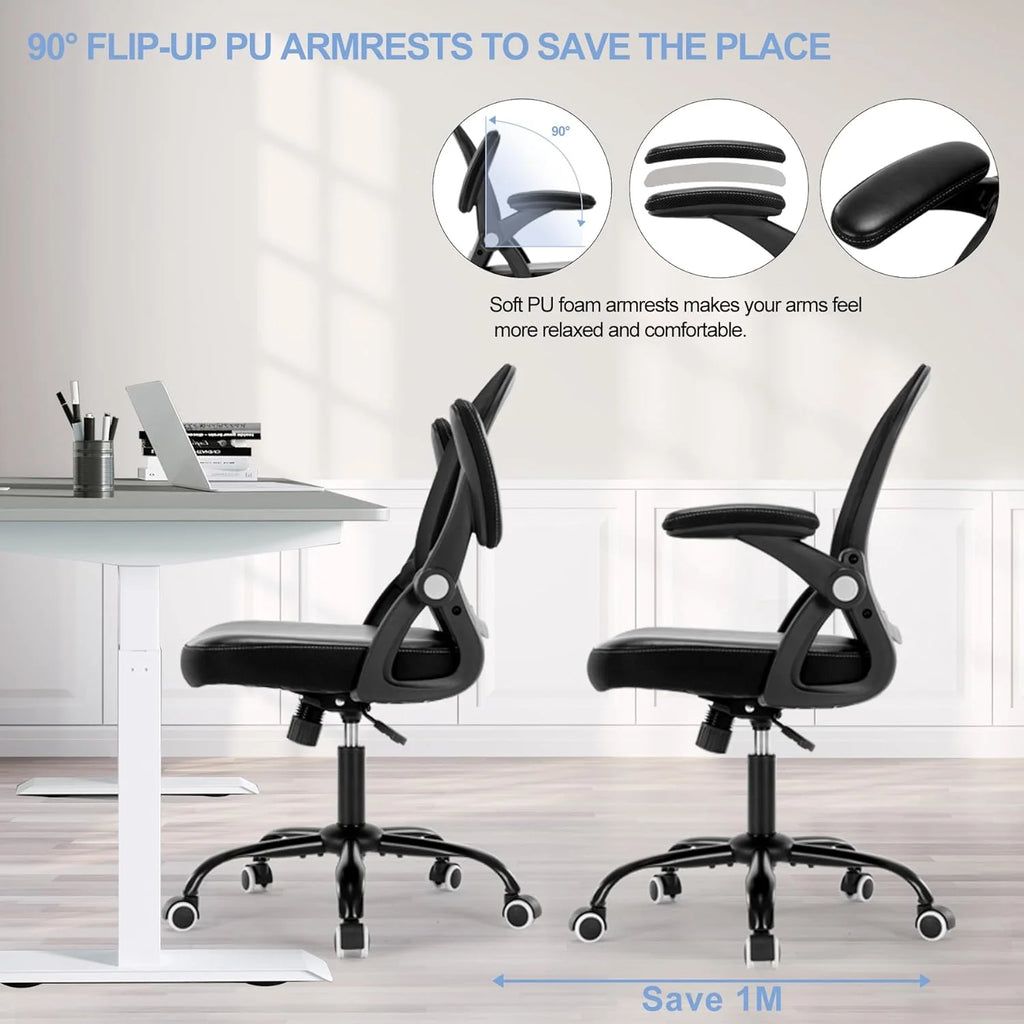 Black Ergonomic Mesh Office Chair with Flip-up Armrests L998031