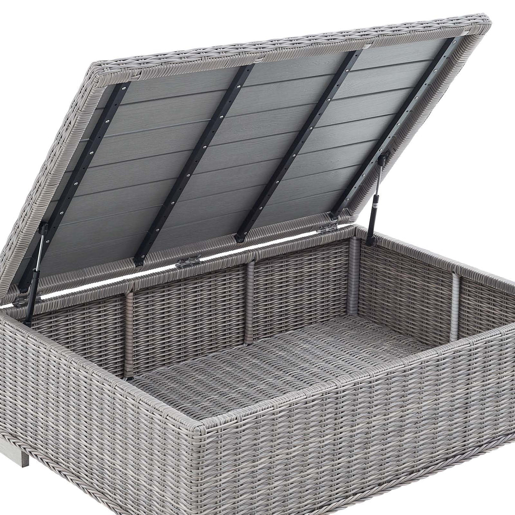 45" Light Gray Wicker Rattan Outdoor Coffee Table R8962