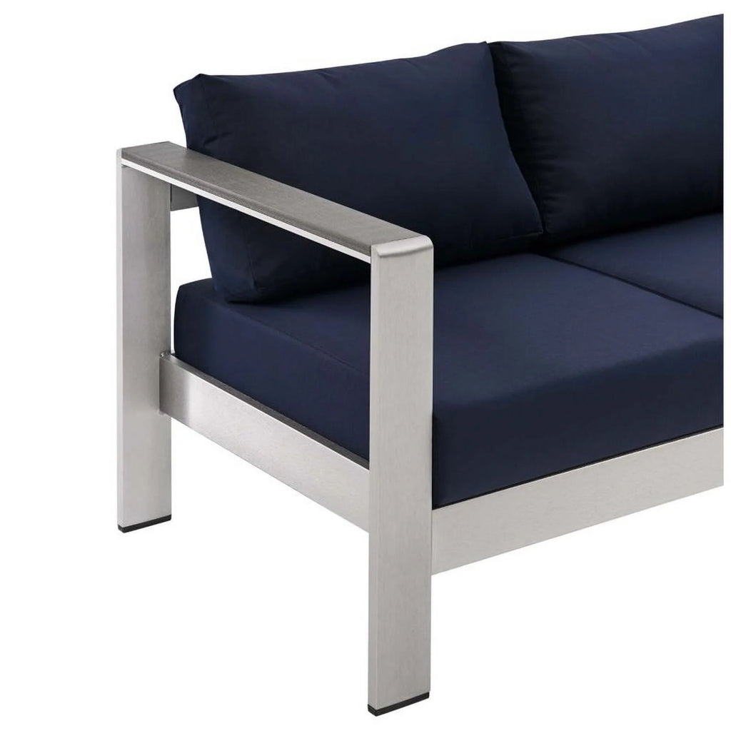 Aluminum Patio Sofa in Silver Navy X587443