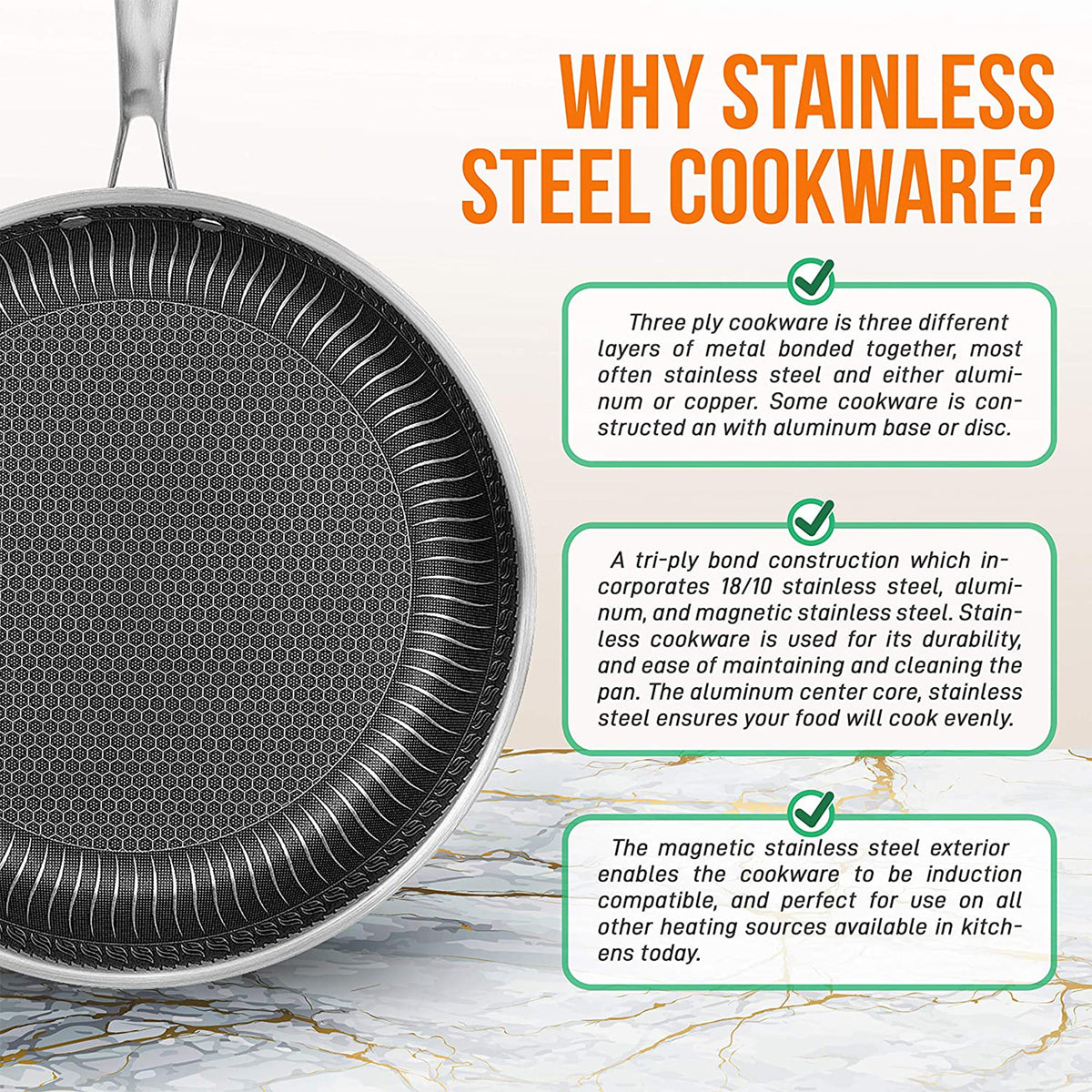 8 Inch Nonstick Triply Stainless Steel Pan B100238