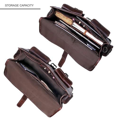 Dark Brown Leather Briefcase Crossbody Bag L46746