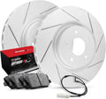 Front Carbon Brake Rotors Slotted with Pads and Sensor Wire R590