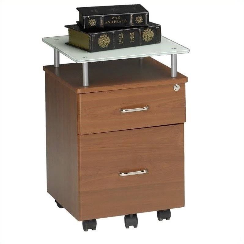 Anthracite Locking Box/File Pedestal with Black Glass C94464