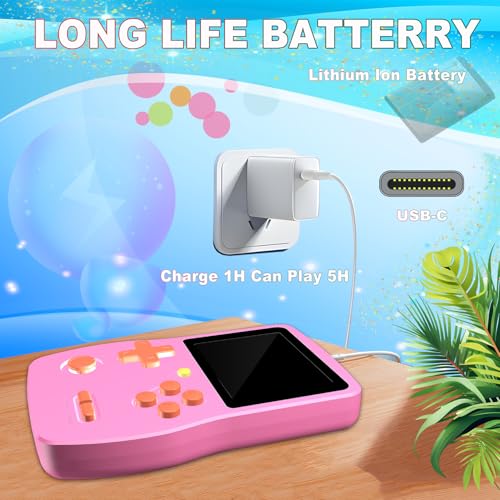 32 Bit Handheld Games with 139 Video Games 3.0 Inches IPS Screen Rechargeable Gaming Device (Blue) K162