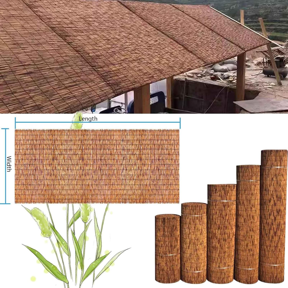 Natural Bamboo Privacy Screen Fence 2.3x15ft C612