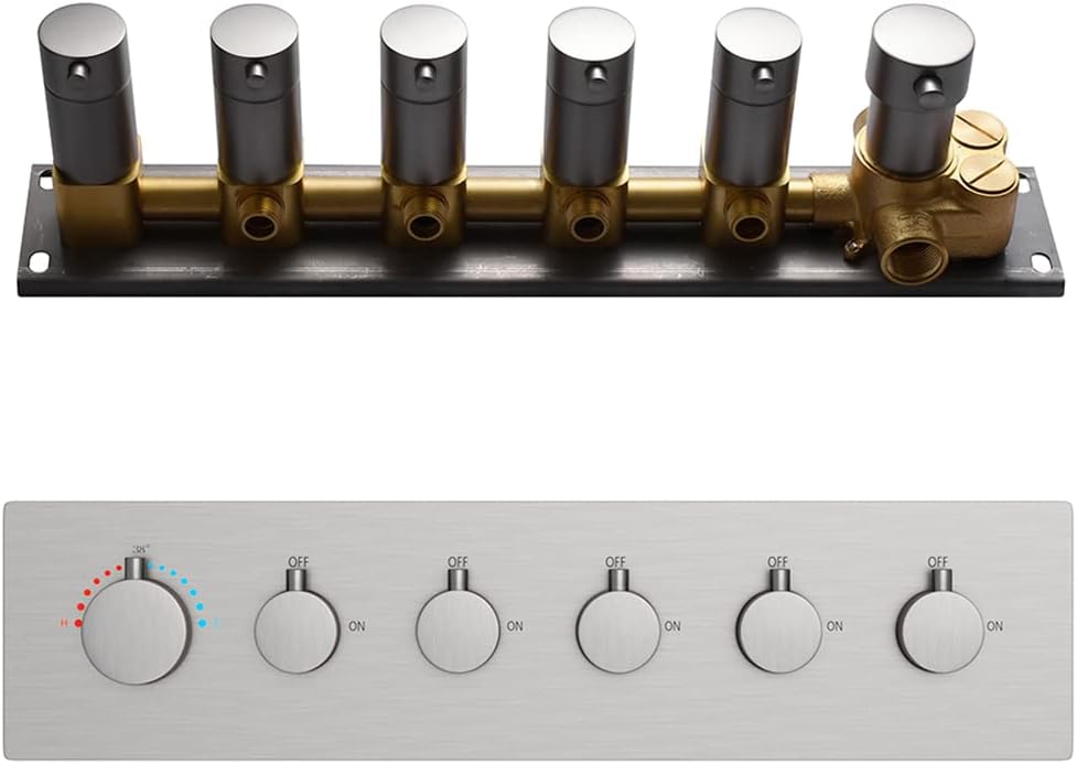 4-Function 4-Outlet Solid Brass Thermostatic Shower Valve & Trims Polished Chrome T116