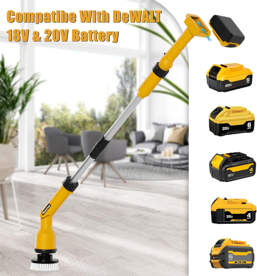 Cordless Power Spin Scrubber with Adjustable Extension Arm and 8 Replaceable Cleaning Heads U19235