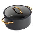 Non-Stick 5 QT Stock Pot with Glass Lid, Black & Gold J814222