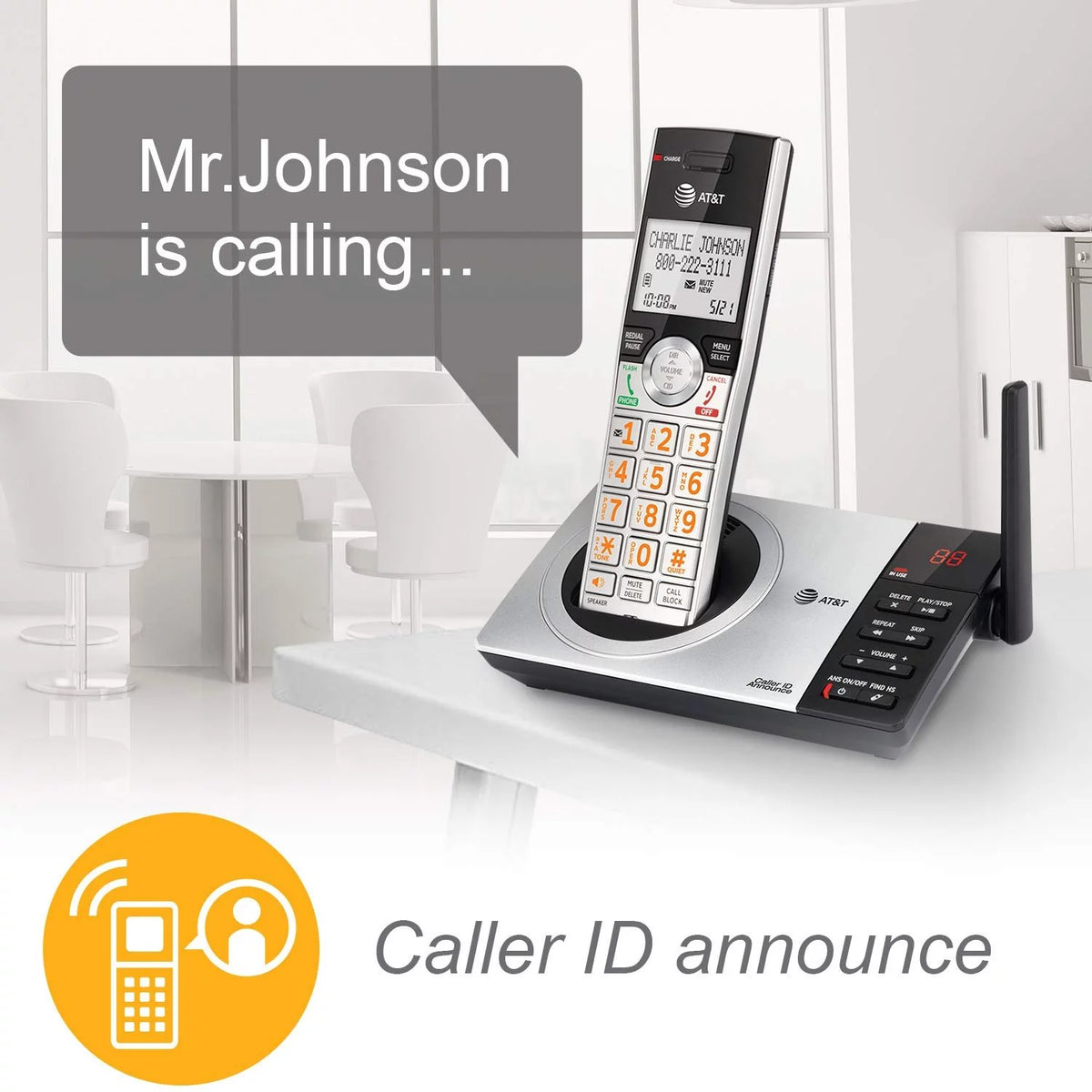Silver/Black Cordless Phone with 4 Handsets R26235