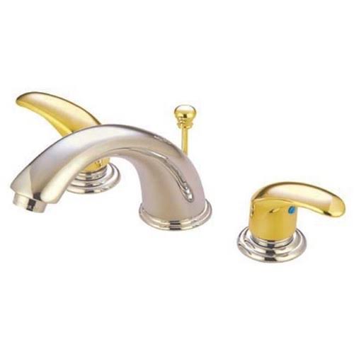 Satin Nickel Polished Brass Two Handle Widespread Lavatory Faucet with Brass Pop-Up P283573