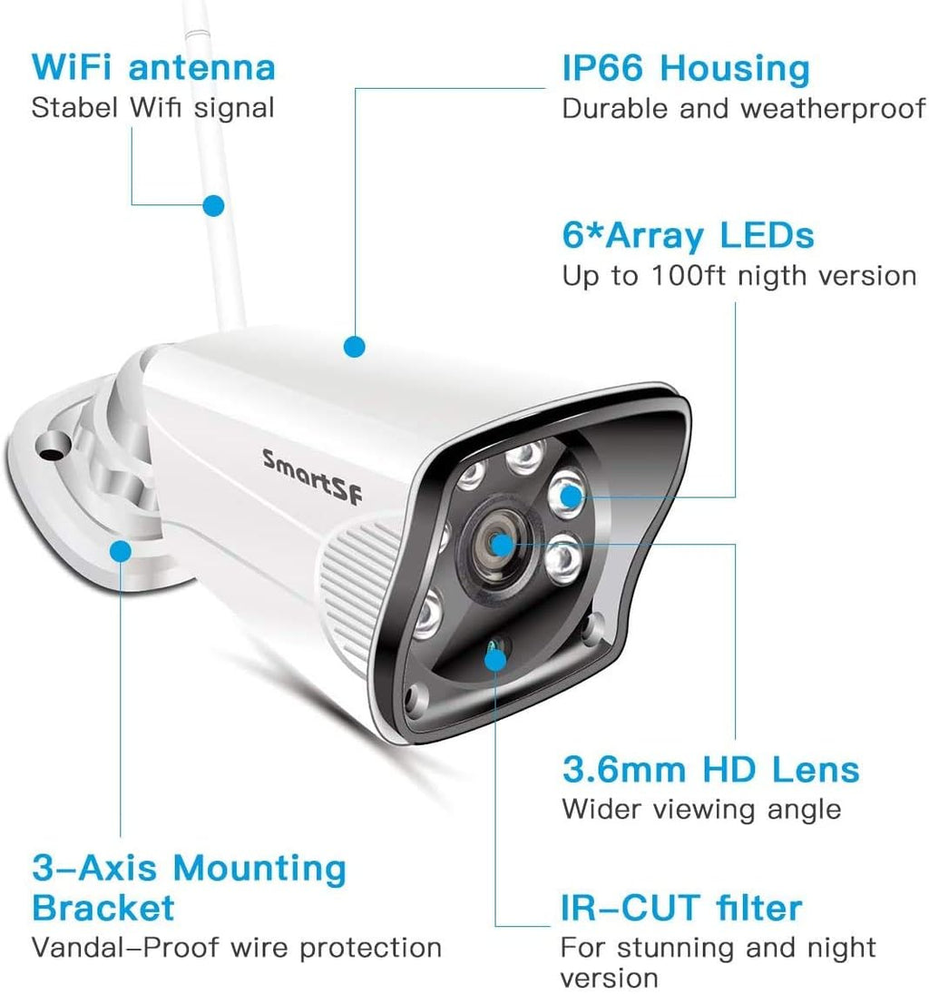 Wireless Security Camera System with 12 LCD Monitor, 2MP Outdoor, Night Vision, IP66 Q81513