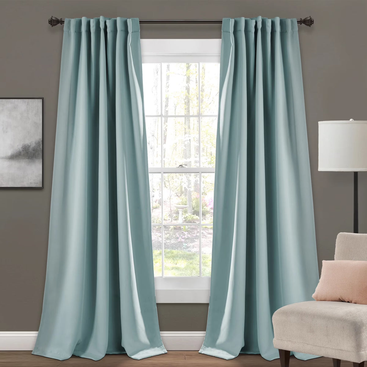 Blue 95" x 52" Insulated Back Tab Blackout Window Panel Pair B6327