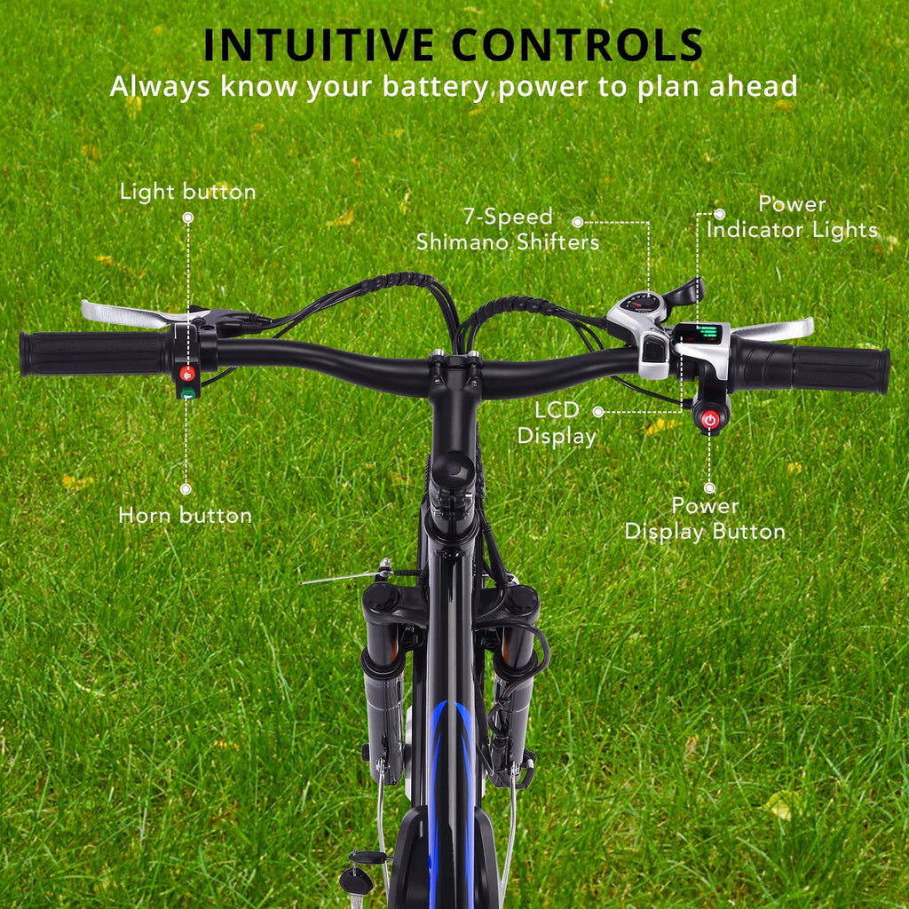 Electric Tricycle 24 7 Speeds 3 Wheels Blue A61291