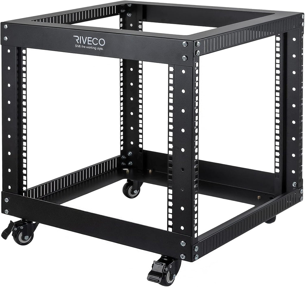 9U Open Frame Server Rack with Casters Black T310