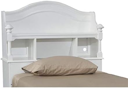 Full 4 Shelf Bookcase Headboard in White Wood N25309