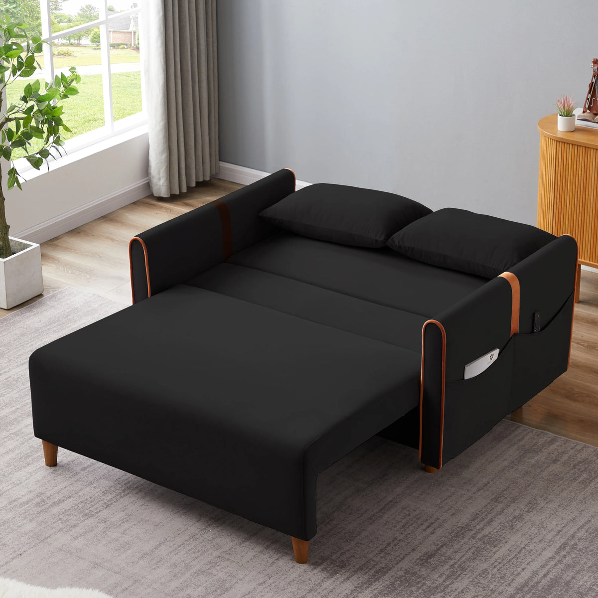 Velvet Convertible Sleeper Sofa Bed U89451