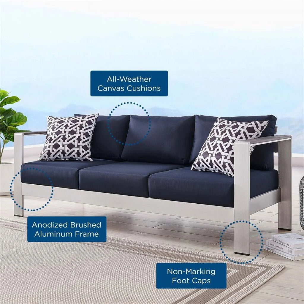 Aluminum Patio Sofa in Silver Navy X587443