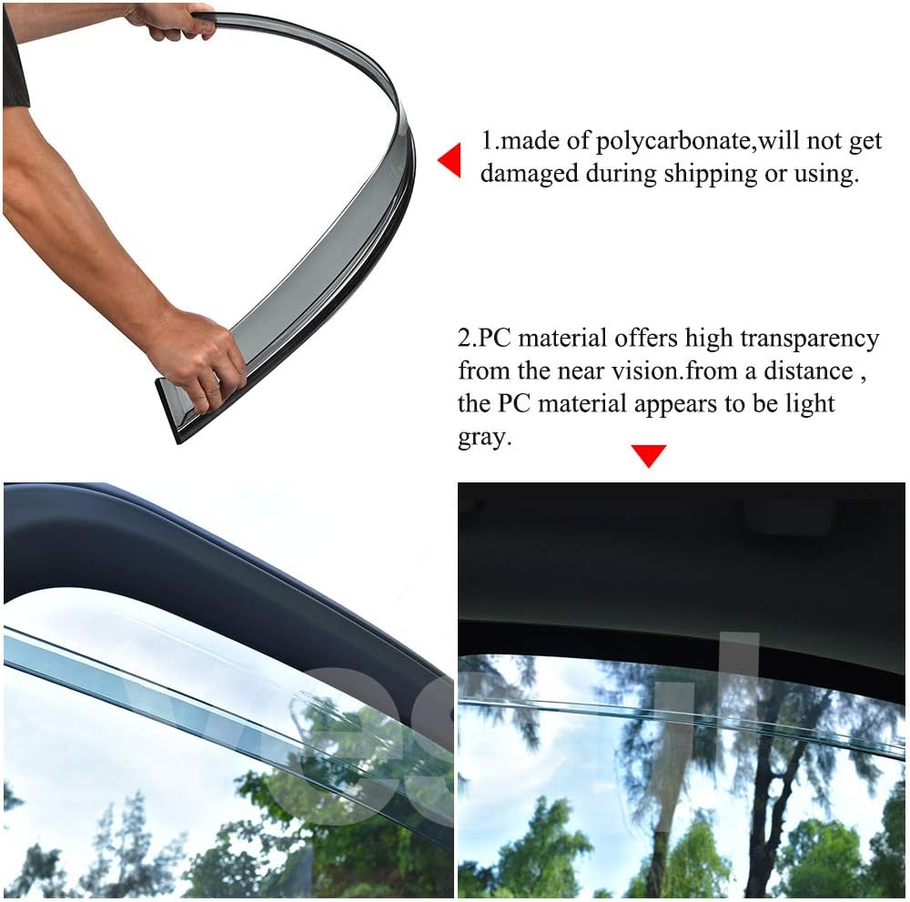 Smoke Gray Polycarbonate Window Wind Deflector with 304 Stainless Steel Trim O75158