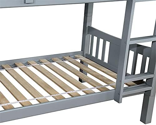 Twin Over Twin Wood Bunk Bed in Gray R271628