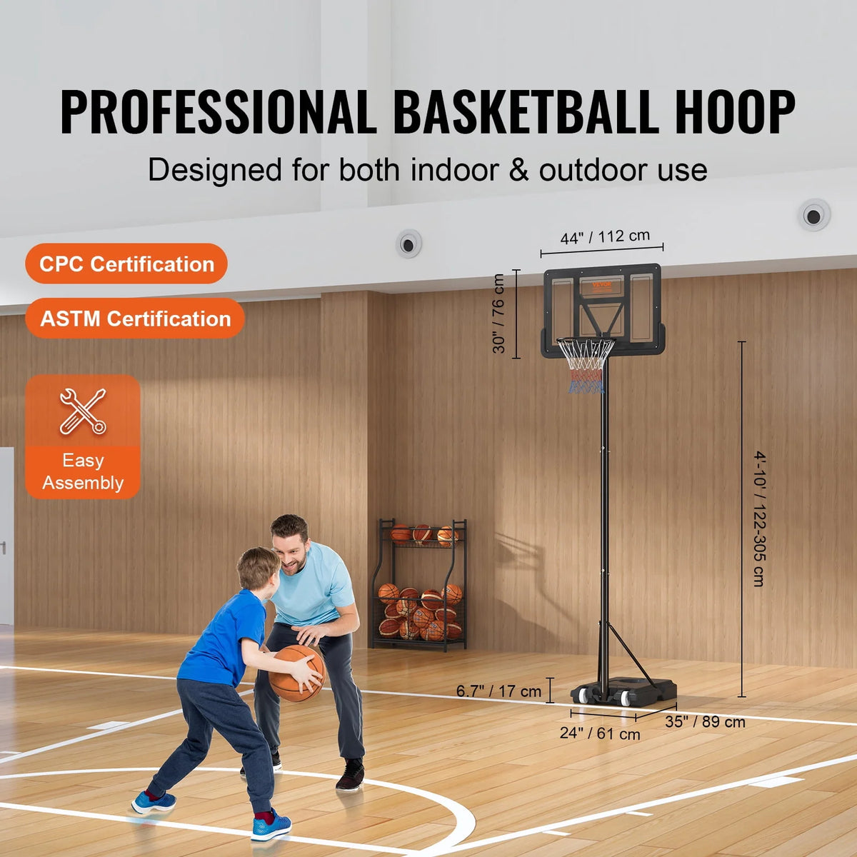 Basketball Hoop Adjustable Height Backboard System L79421