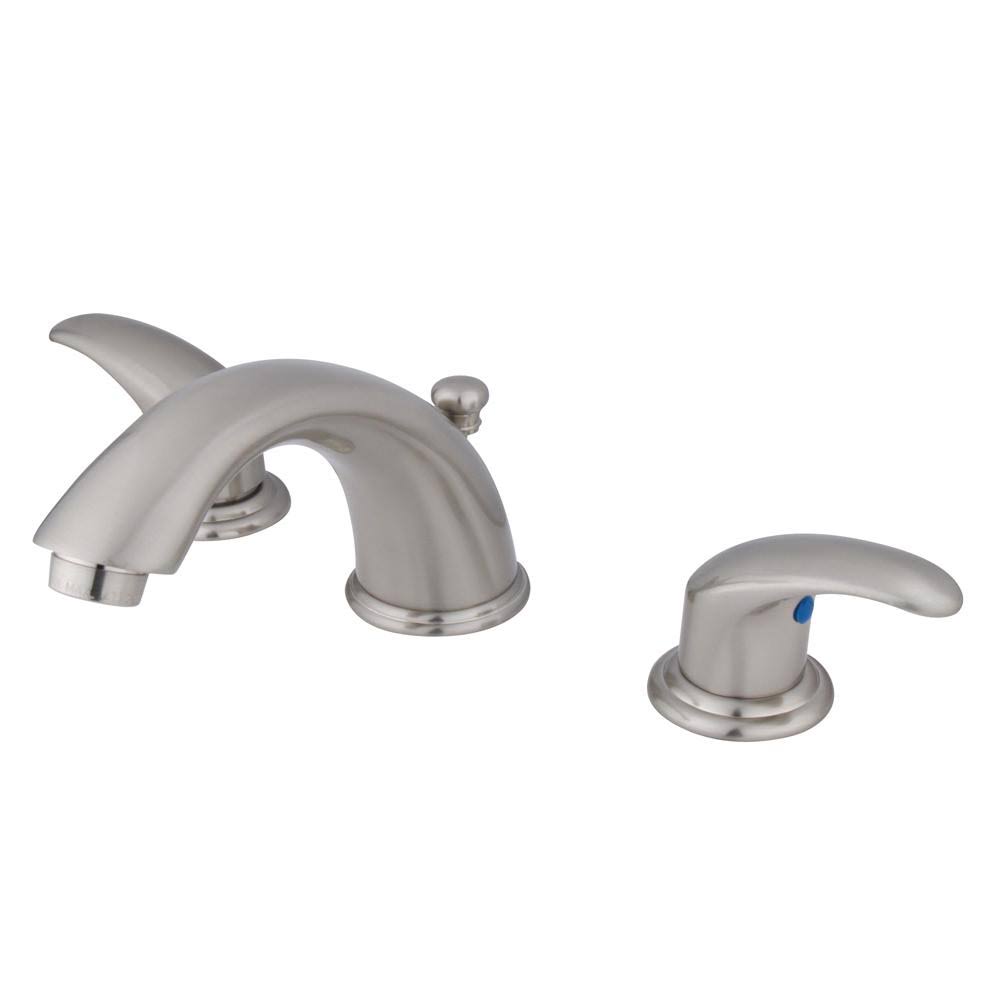Satin Nickel Polished Brass Two Handle Widespread Lavatory Faucet with Brass Pop-Up P283573