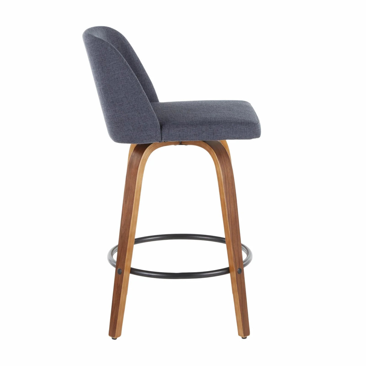 Walnut and Blue Fabric Counter Stool Set of 2 T556286