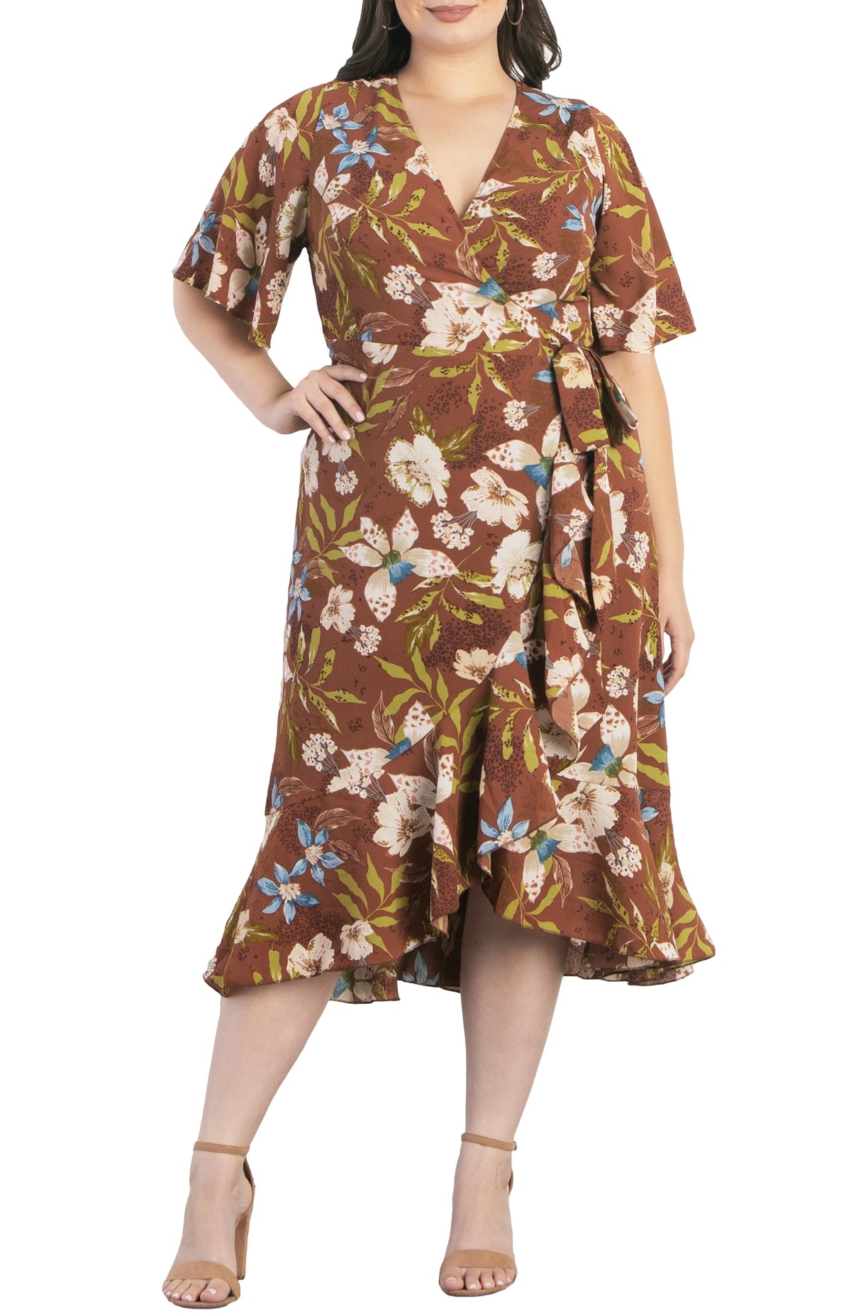 Plus Size Chloe Crepe Wrap Dress, True Wrap Cocktail Dress, Size 1X C3136