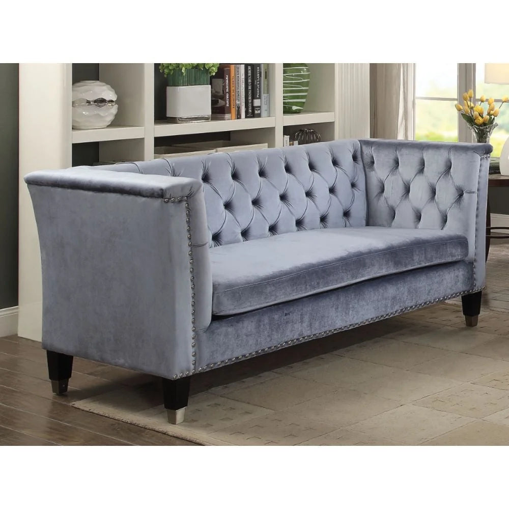 Blue-Gray Velvet Loveseat W4825