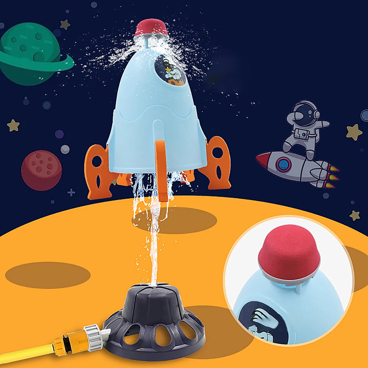 Musical Piano Carpet Space Rocket Sprinkler Water Spray Toy K22502