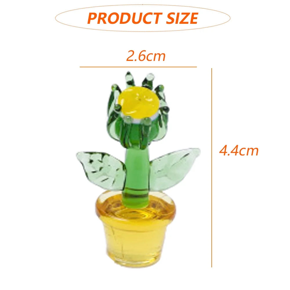 Handmade Blown Glass Cactus Figurines Desk Decorations K1857